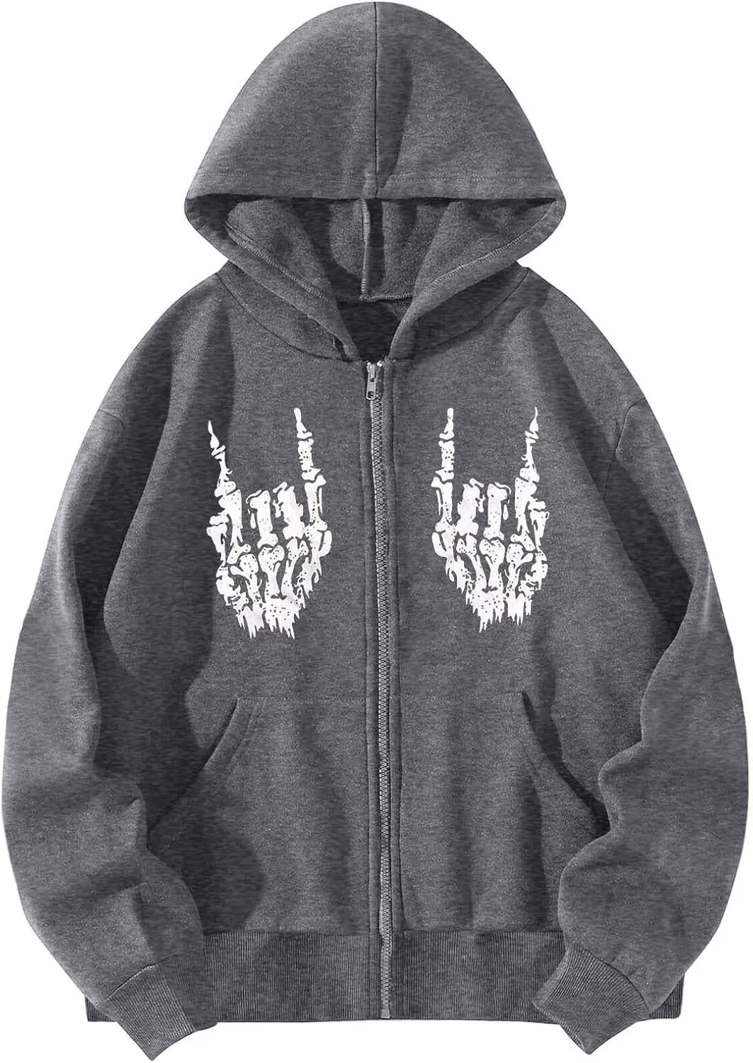 Y2K Hoodies for Women Full Zip Up Print Graphic Oversized Pockets Hooded Jacket 90s Long Sleeve Sweatshirt Halloween Fall