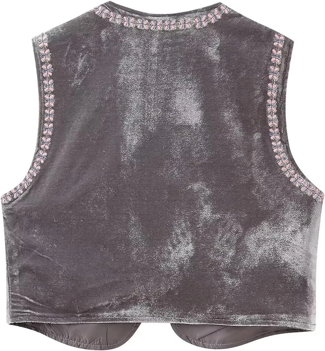 Yimoon Women's Vintage Embroidered Vest Velvet Floral Boho Open Front Cropped Cardigan Vests