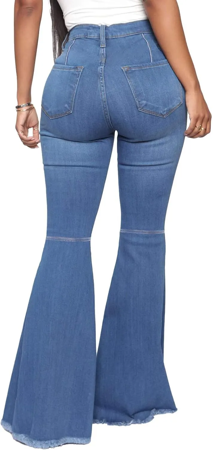 YouSexy Women's Flare Bell Bottom Jeans Destroyed Flare Denim Pants 70s Outfits for Women