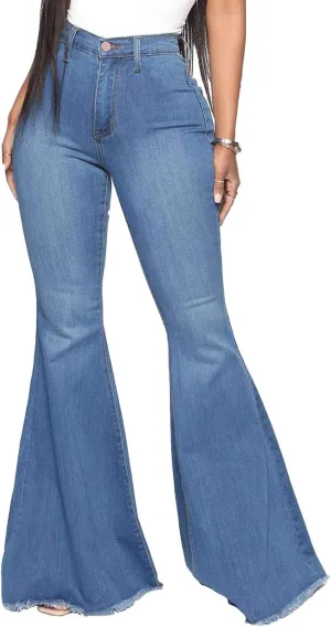 YouSexy Women's Flare Bell Bottom Jeans Destroyed Flare Denim Pants 70s Outfits for Women