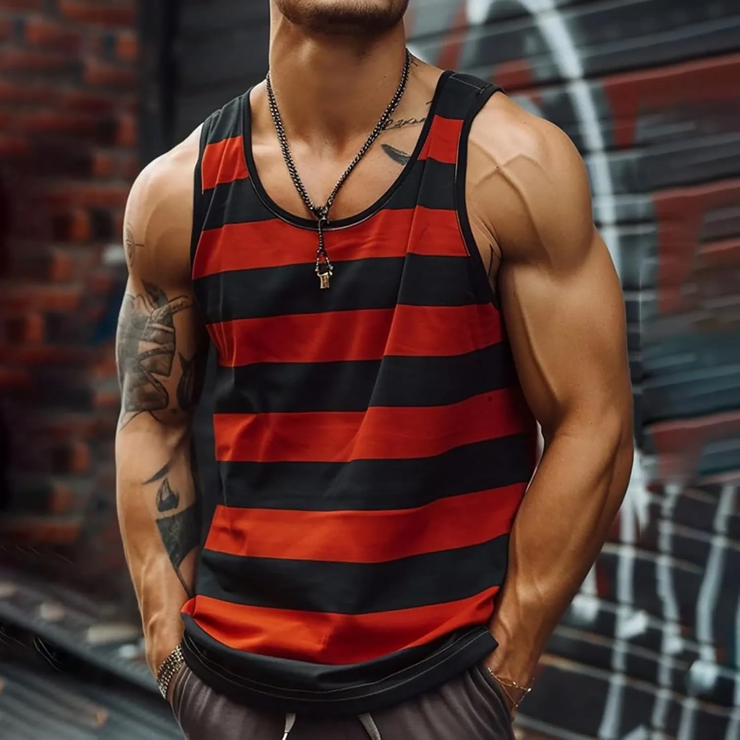 ZYXTIM Men's Colorblock Muscle Tank Tops Oversize Baggy Loose GMY Shirts Plus Size Casual Holiday Vacation Beach Summer Shirt